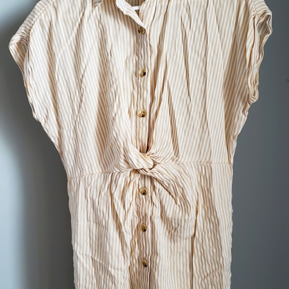 Lulu's beige and white pin striped dress
